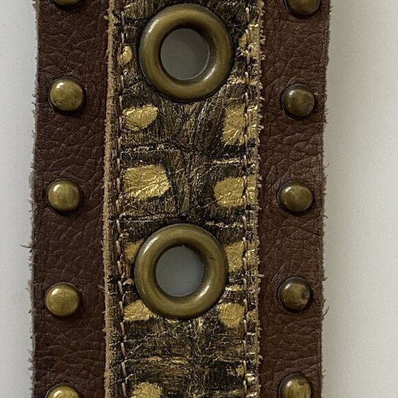Handmade Brown Leather Statement Belt Semi Precious Stones Studs Up To Size 36 - Picture 11 of 16